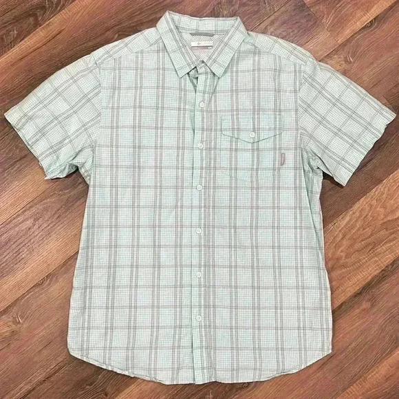 Columbia Other - Columbia Men's Plaid Button Down Short Sleeve Pocket Shirt
Sz Medium Turquoise